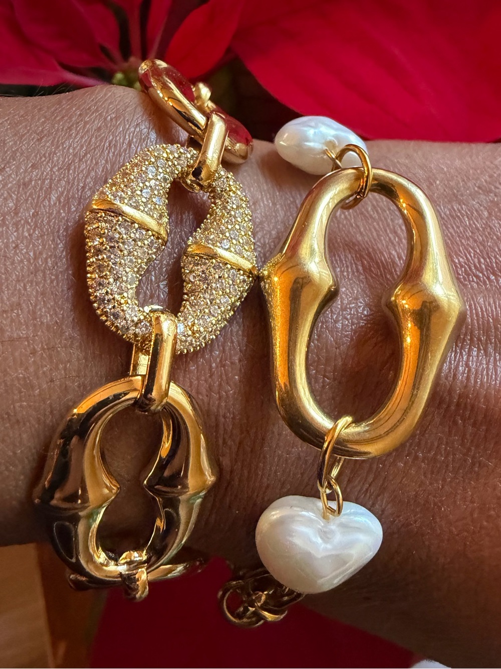 Gold Crystal Pave Link Bracelet - Unbranded